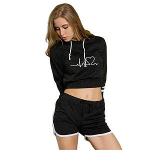 Sudadera Corta de Algodón para Mujer, con Estampado de Letras, Holgada, de Alta Calidad, al por Mayor, Sudadera Corta Personalizada, Directo de Fábrica OEM - Product Image 4