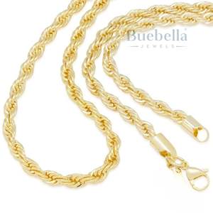 Venta caliente 925 Plata 14K Chapado en oro 5mm Cuerda Cadena Gargantilla Conjunto Collar para hombres - Product Image 2