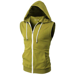 <b>Men's</b> <b>Sleeveless</b> Zip <b>Hoodie</b> Winter Solid Pattern Bodybuilding Gym Tank Tops Plus Size Stringer <b>Hoodie</b> 100% Cotton Fleece - Product Image 3