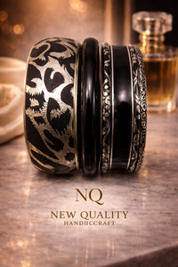 Premium Black <b>Gold</b> <b>Bangle</b> <b>Set</b> – Resin & Alloy Stack Bracelets with Rhinestones for Women, Trendy Fashion Jewelry Wholesale - Product Image 2