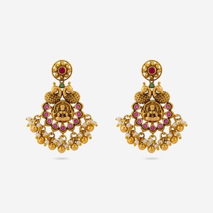 Boucles d'oreilles pendantes style antique, motif floral, ethniques religieuses, en alliage de zinc, laiton, perles et diamants, pour mariages et fêtes - Product Image 1
