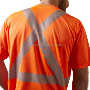T-shirts de sécurité haute visibilité OEM neufs, impression de logo personnalisée, t-shirts de sécurité pour hommes, vêtements de travail réfléchissants pour hommes - Product Image 5