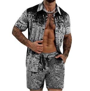 Faible MOQ, Personnalisé, Nouvelle Collection Été 2026, Ensemble court décontracté pour femme en velours, T-shirt et short en velours pour homme, grandes tailles - Product Image 4