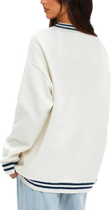 Pull cardigan en tricot vintage tendance pour femmes, col en V oversize, décontracté, tricot d'automne avec poches, commande en gros, mode 2025 - Product Image 2