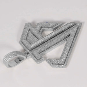 Colgante de Oro Blanco de 14 Quilates para Hombre, Estilo Hip Hop, con Diamante Cultivado en Laboratorio, Corte Brillante, Claridad VVS, Chapado en Rodio, Ideal para Fiestas - Product Image 3