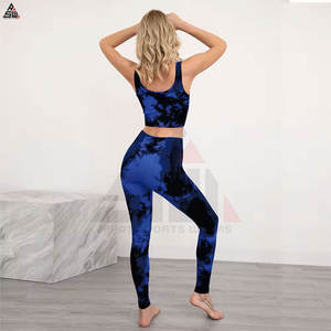 Medias de compresión de Yoga de talla grande para mujer con logotipo personalizado con cintura elástica Posición del logotipo frontal Conjunto de 2 piezas - Product Image 2