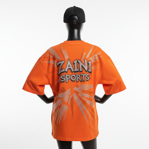 เสื้อยืดทรงบ็อกซี่สำหรับผู้หญิง ผ้าคอตตอนพรีเมียม 200 GSM เนื้อนุ่ม ระบายอากาศดี สีส้ม ประดับคริสตัลแบบ Hotfix  โลโก้สั่งทำได้ สไตล์สตรีทแวร์ เสื้อยืดผ้าฝ้ายสำหรับผู้หญิง - Product Image 2