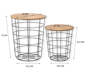 Mesas de Centro Modernas de Estilo Industrial con Estructura de Alambre y Cubiertas de Madera, Mesas Auxiliares Encajables, Muebles para Sala de Estar - Product Image 6