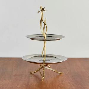 แท่นวางเค้กโลหะทรงกลมเคลือบทองพร้อมฐานกิ่งทองสำหรับปาร์ตี้วันเกิดงานแต่งงานถ้วยบนโต๊ะแท่นวางเค้ก - Product Image 5