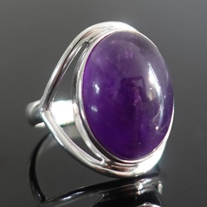 925แหวนเงินสเตอร์ลิงแหวนสไตล์โบโฮแหวนพลอยสีม่วงธรรมชาติสำหรับผู้หญิงแหวนหินสีม่วงเครื่องประดับขนาดใหญ่ - Product Image 2