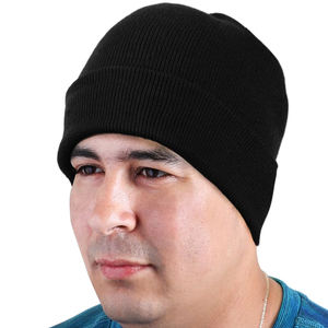 Gorro de invierno liso personalizado de alta calidad 100% gorro de punto cálido acrílico logotipo personalizado - Product Image 2