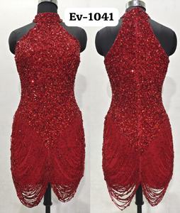 Vestido de Baile Casual Largo hasta el Suelo con Escote Profundo en V, Diseño Sexy con Abertura en la Espalda, Bordado de Lentejuelas y Terciopelo - Vestido Elegante para Mujer - Product Image 3