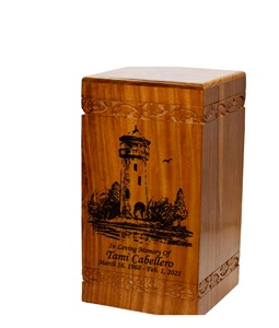 Faro Urna de cremación de madera Urna funeraria humana para amantes del faro de gran tamaño con personalización (Faro) - Product Image 2