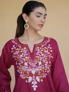 Kurti en coton noir à fleurs, tricoté, droit, court, pour femmes, mode estivale, tenue de soirée - Product Image 4