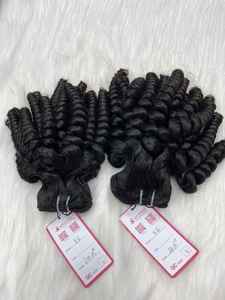 Extensions de cheveux vierges vietnamiens Remy de 24 pouces Cheveux humains bruts à double tirage noirs à la machine Twist Curly Style de haute qualité - Product Image 5