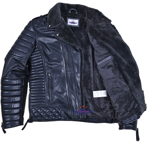 Chaqueta de Cuero para Hombre al por Mayor, Estilo Bomber, con Cuello de Piel, Cuero Vacuno, Frente de Lona, Ajuste Normal, Cremalleras Color Gris Metálico, Cálida y Elegante para Invierno - Product Image 1