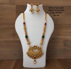 Ensemble de bijoux de mariée en or pour femmes, collier de mariage, boucles d'oreilles pour femmes - Product Image 1