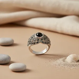 Women's Handmade 925 Silver Gemstone <b>Ring</b> 10k <b>Gold</b> Rhodium Plated Marquise Shape 14k Metal Purity <b>Cocktail</b> Elegant Setting - Product Image 1