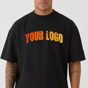 Venta al por mayor de los hombres personalizados liso bordado camiseta de la pantalla de impresión de los hombres de Hip Hop Streetwear en blanco de gran tamaño camiseta - Product Image 2