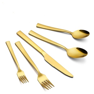 Juego de Cubiertos de Acero Inoxidable Dorado con Acabado Mate, Juego de Cubiertos Modernos, Cuchara, Tenedor, Cuchillo, Vajilla Moderna para la Mesa de Cocina - Product Image 1