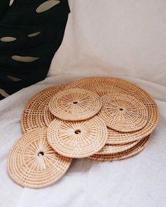 Sous-verre de haute qualité et taille personnalisée prix bon marché avec tapis de tasse en rotin tissé à la main sous-verre en rotin à vendre - Product Image 4