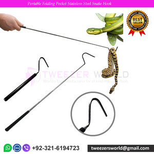 Crochet à serpents en acier inoxydable argenté, outil de capture réglable à long manche, pince de capture - Product Image 2