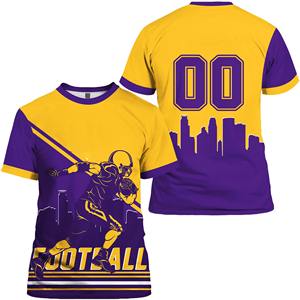 Camiseta de manga corta de talla grande para hombre 2025, nombre personalizado y gráfico de fanáticos, fútbol americano, transpirable para la temporada de verano - Product Image 3