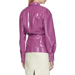 เสื้อเชิ้ตแขนยาวติดกระดุมหน้า, เสื้อลำลองหนังแท้สำหรับผู้หญิง - Product Image 3