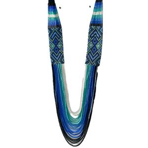 Collier fait main en perles avec motif géométrique en diamant et brins superposés, bijoux ethniques tribaux, mode artisanale pour femmes, cadeau - Product Image 1