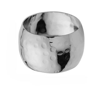 Rond de serviette rond en argent martelé en gros pour la décoration de la table de la maison et du restaurant à bas prix - Product Image 1