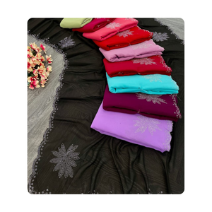 Đẹp Phong Cách Đám Cưới Thêu Vải Lưới <span class=keywords><strong>Saree</strong></span> Ấn Độ & Pakistan Quần Áo Cho Grand Đảng Nhập Cô Gái 'Phải Có - Product Image 5