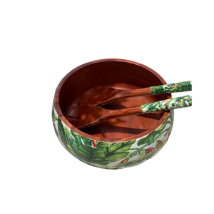 Bol décoratif en bois fabriqué à la main avec design peint, parfait pour servir des salades, des fruits ou des collations sèches avec des fournitures élégantes - Product Image 5