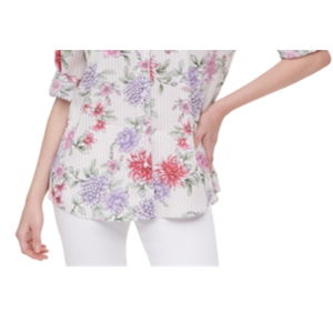 Top in Popeline Stampato Arancione Calvin Klein con Maniche a Sbuffo, Taglia XL - Stile Casual Traspirante con Stampa Floreale per Primavera/Estate - Product Image 3