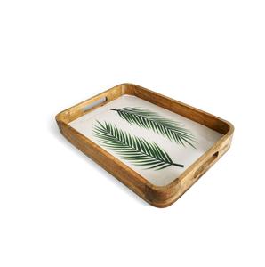 Plateau de Service Design en Bois Imprimé avec Motif Floral Coloré Plateau Décoratif Rond Vintage pour Table Basse de Cuisine - Product Image 5