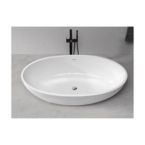 Bañera independiente de mármol fundido hecha a medida Baño de remojo independiente de superficie sólida para adultos Precio - Product Image 1