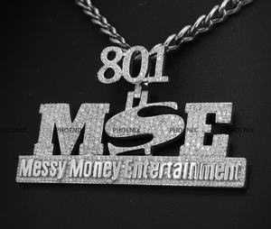 Custom Round Brilliant Cut 925 Sterling Silver Hip Hop Name Pendant with Number Bail for Men and Women by Phoenix Enterprise - Product Image 2