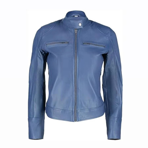 100% chaqueta de cuero auténtico para mujer nueva chaqueta de cuero genuino de motorista informal y elegante en cuero genuino Premium - Product Image 1