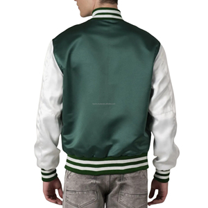 Chaqueta Varsity Ligera de Satén Ecológico con Parches, Estilo Retro Brillante para Hombre, Uniforme de Equipo Americano, Suministro al por Mayor Personalizado - Product Image 2