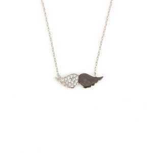 Collier Aile d'Ange en Argent Sterling 925 avec Pierres Roses, Noires et Blanches, Plaqué Rhodium et Or, Idée Cadeau Chrétien - Product Image 3