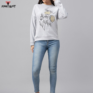 Alta calidad 100% algodón casual streetwear Drop Shoulder figuras transpirable ecológico sudaderas de punto mujeres sudadera - Product Image 5