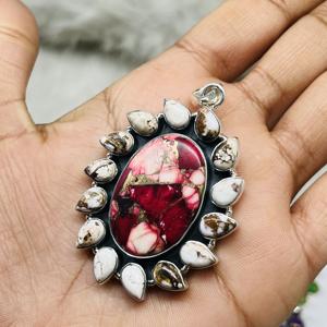 Colgante de Plata de Ley 925, colgante de turquesa roja Natural, colgante hermoso, colgante de plata 925 - Product Image 4