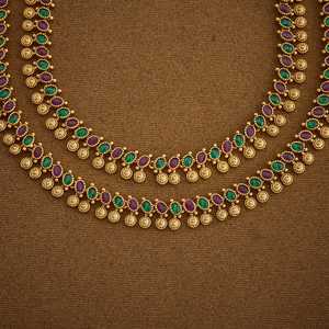 Chaîne de cheville bohème plaquée or antique 182686 Payal avec incrustation de diamants personnalisée, motif clochettes, bijoux de mariage d'été en laiton - Product Image 2