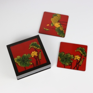 Sous-verres à boissons carrés en laque écologique, haute qualité, vente en gros, bon prix, boîte avec couvercle du Vietnam - Product Image 3