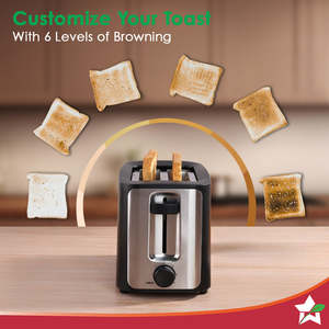 Tostadora Eléctrica Automática Wonderchef Roma de 2 Rebanadas, Acero Inoxidable y Plástico, para Desayunos en Hoteles y en Casa - Product Image 3
