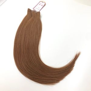 Haute qualité 20 pouces droite 100% Remy Extensions de cheveux trame plate couleur brune lumière Inserter de cheveux humains - Product Image 3