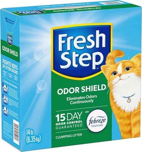 Bouclier d'odeur Fresh Step 14 lb. Box Febreze Fraîcheur Litière agglomérante Litière pour chat continue Éliminateur d'odeurs Nettoyage et bain pour animaux de compagnie - Product Image 5