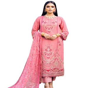 Costumes en mousseline de soie brodés lourds de marque originale pakistanaise ensemble de 3 pièces MI création Volume Nigar vêtements de mariage Salwar vêtements de fête - Product Image 1
