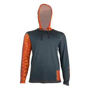 Haute qualité hommes léger Polyester Spandex pêche sweats à capuche évacuation de l'humidité Logo personnalisé solide motif sweats à capuche hommes - Product Image 3