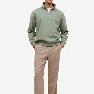 Sudadera de Algodón Negra Personalizada Más Vendida al por Mayor, Sudaderas con Cierre de Cremallera de un Cuarto para Hombre - Product Image 4