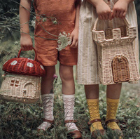 Fournitures pour enfants, sac à dos en rotin en forme de château avec bracelet en cuir pour contenir des jouets de pique-nique pour enfants, meubles en gros